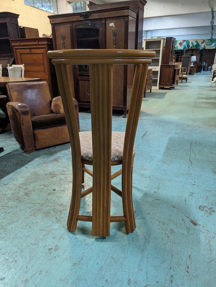 photo for sale Dining Table & Chairs In Rattan And Oak Veneer, 1980s, Set Of 5