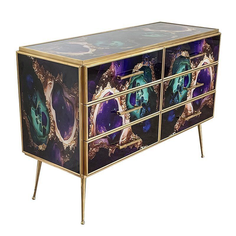 Chest Of 6 Drawers In Multicolored Murano Glass photo for sale