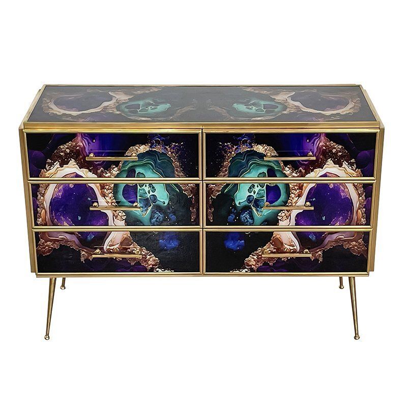 Chest Of 6 Drawers In Multicolored Murano Glass photo 5585.0