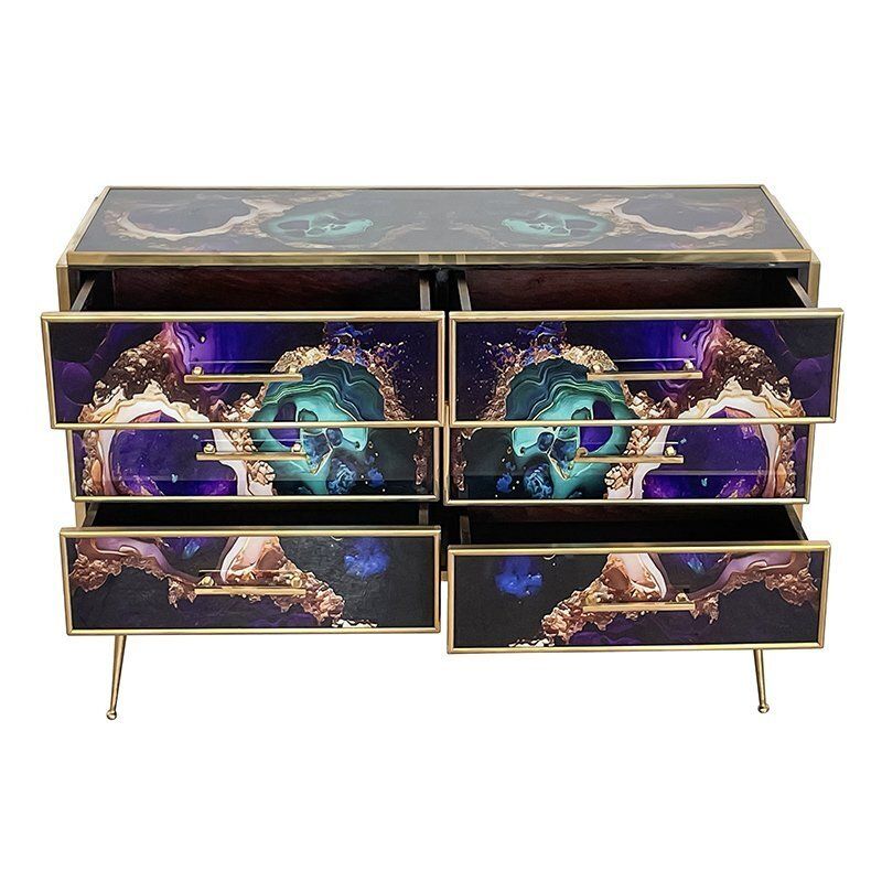 Furniture Chest Of 6 Drawers In Multicolored Murano Glass photo