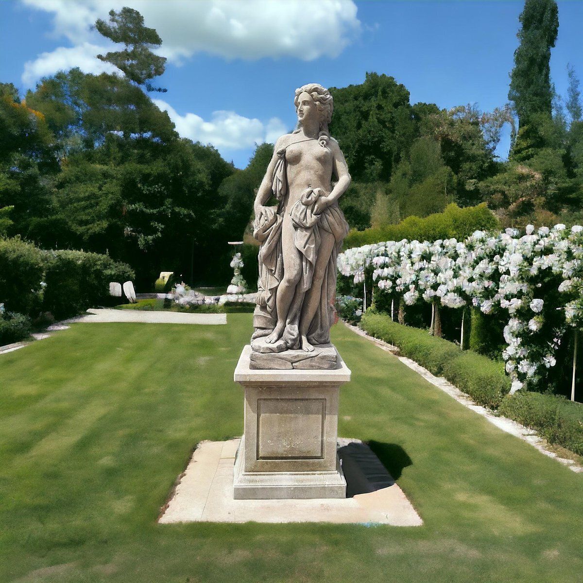 Italian Stone Garden Sculpture Of Roman Mythological Subject Minerva photo furniture