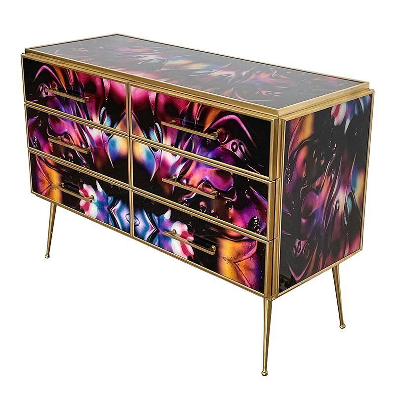Chest Of 6 Drawers In Multicolored Murano Glass photo furniture