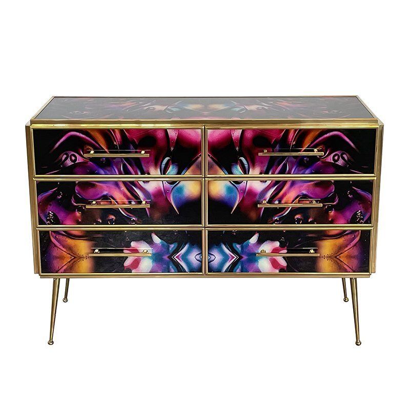 photo furniture Chest Of 6 Drawers In Multicolored Murano Glass