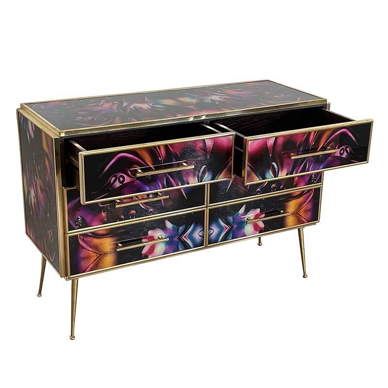 Furniture Chest Of 6 Drawers In Multicolored Murano Glass photo