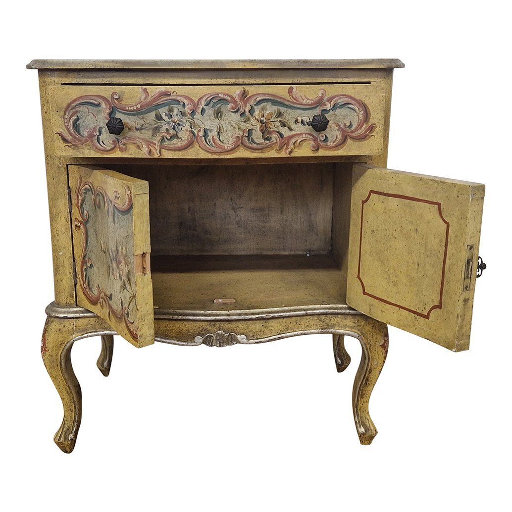 Lacquered Bedside Table With One Drawer And Two Doors, 1980s photo buy