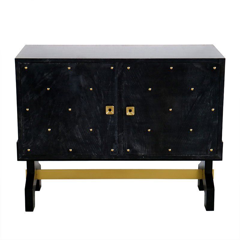 photo vinterior Two Door Sideboard In Black Parchment, 1980s