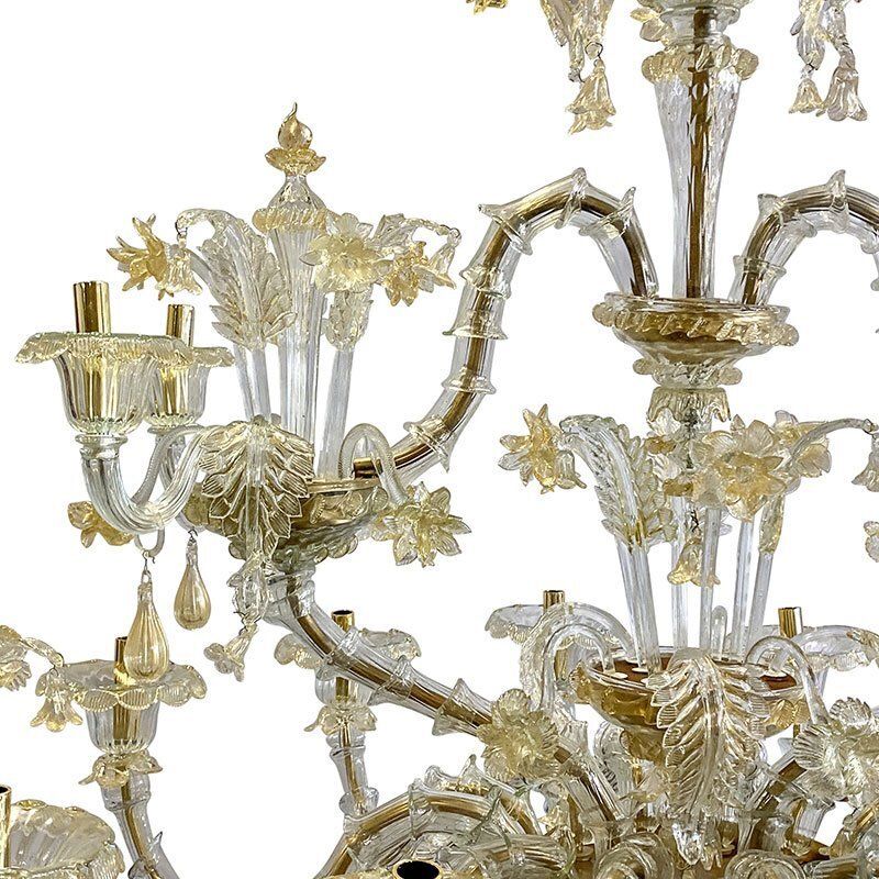 Boat Chandelier In Gold Crystal Murano Glass, 1950s photo for sale