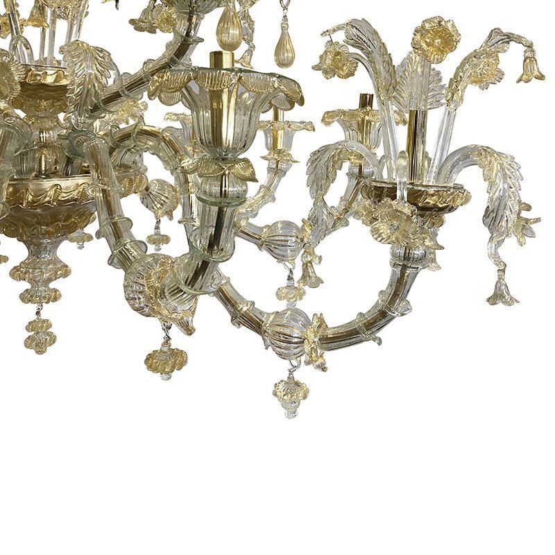 Boat Chandelier In Gold Crystal Murano Glass, 1950s photo 10842.0