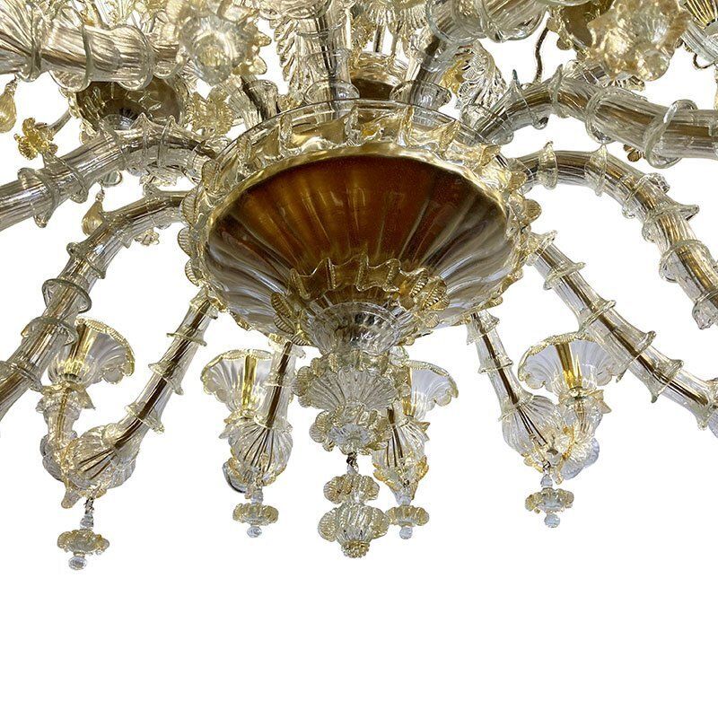 Boat Chandelier In Gold Crystal Murano Glass, 1950s photo buy
