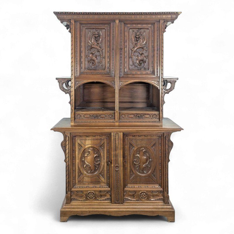 Renaissance Style Walnut Buffet By Mercier