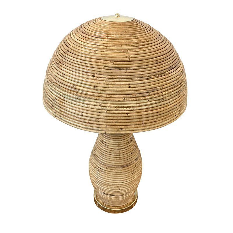 Table Lamps In Bamboo And Polished Brass, 1980s, Set Of 2 photo for sale