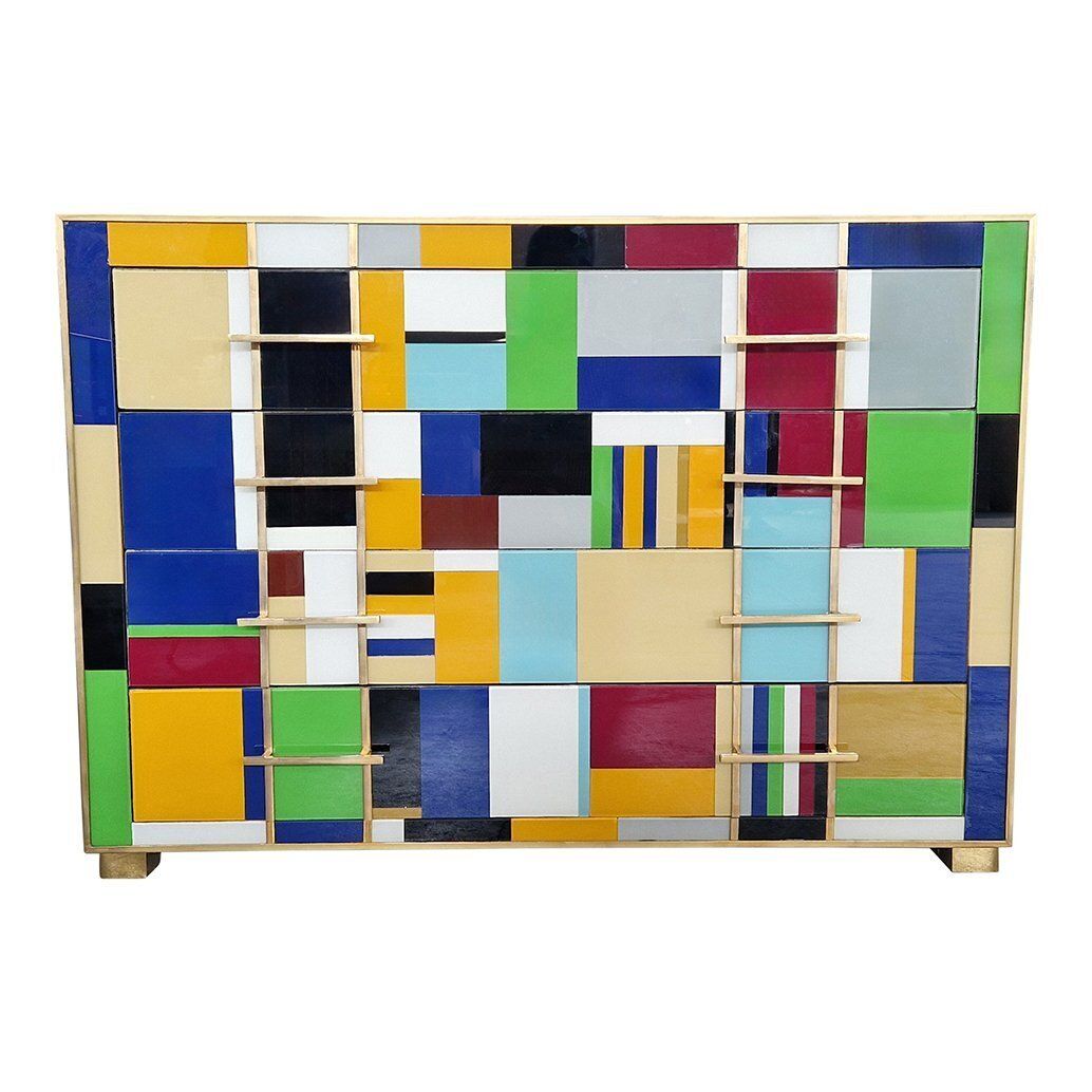 Four Drawer Dresser In Murano Glass, 1980s
