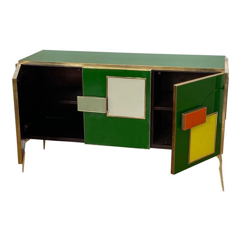 Sideboard With Three Glass Doors, 1980s photo vintage