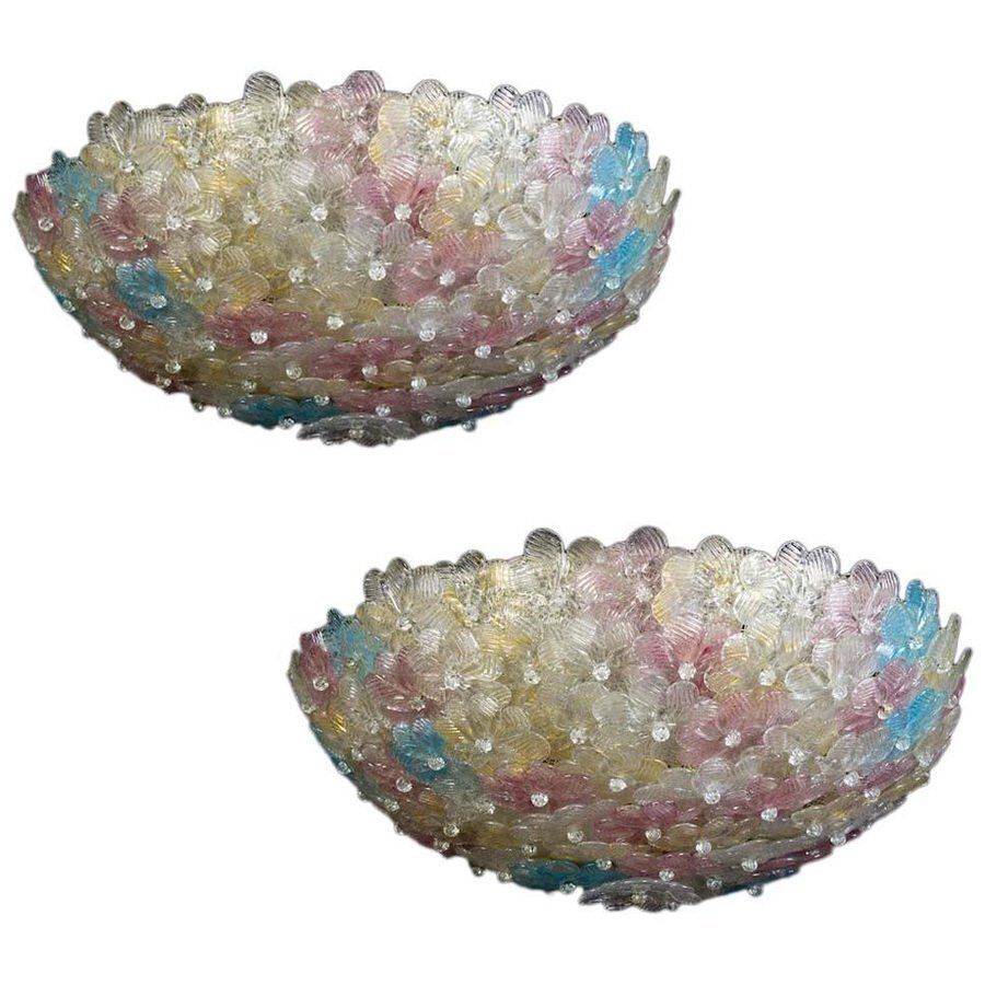Venetian Ceiling Flower Basket From Barovier & Toso, 1950s