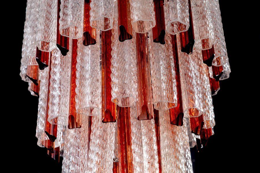 Mid Century Murano Glass Tronchi Four Tier Chandelier, 1960 photo Lighting