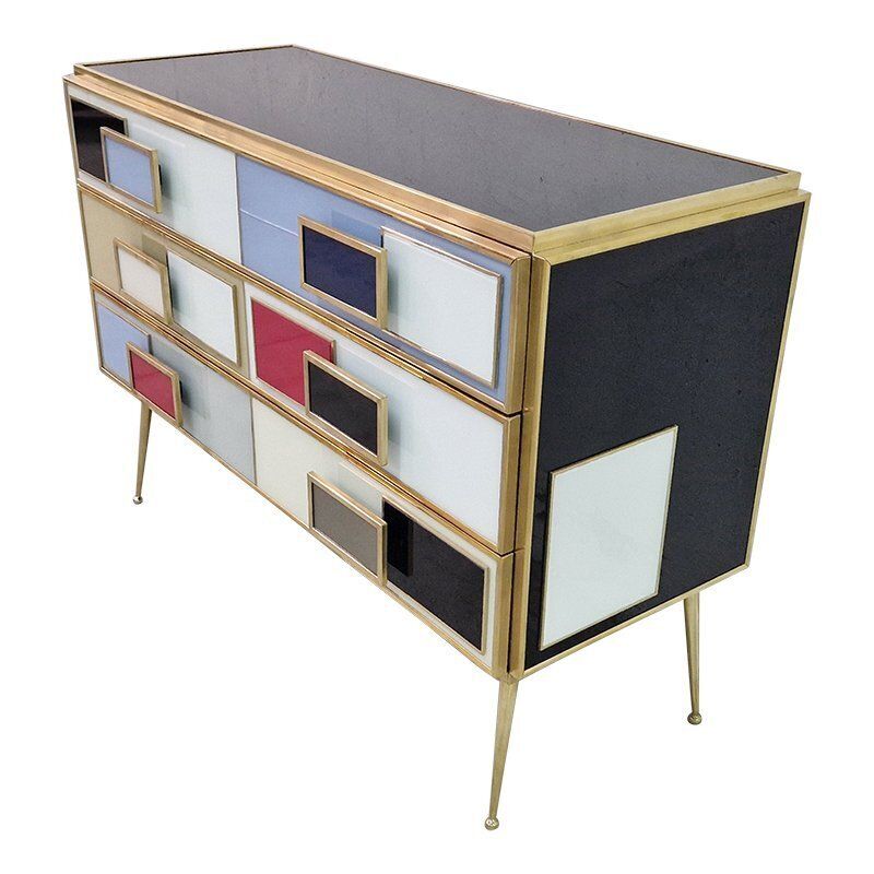 Commode With 3 Glass Drawers, 1990s photo for sale