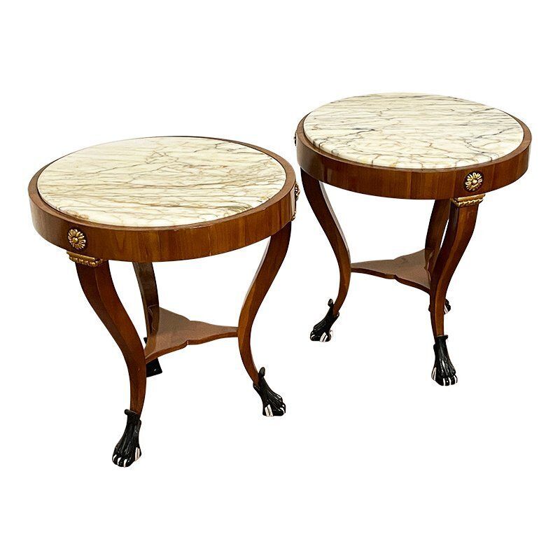 French Style Coffee Tables With Marble Tops, 1990s, Set Of 2 photo furniture