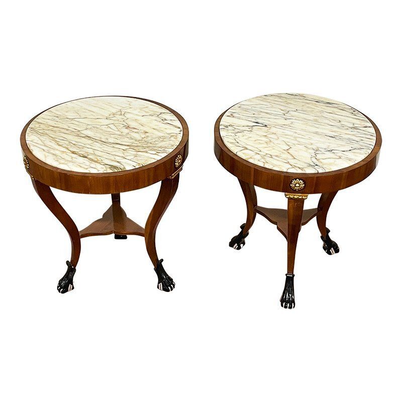 French Style Coffee Tables With Marble Tops, 1990s, Set Of 2 photo for sale