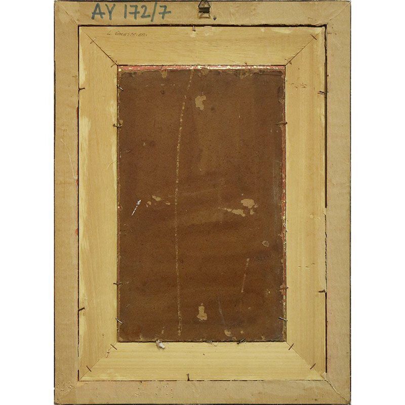 Lionello Balestrieri, Girl That Sews, 1920s, Oil On Panel, Framed photo for sale
