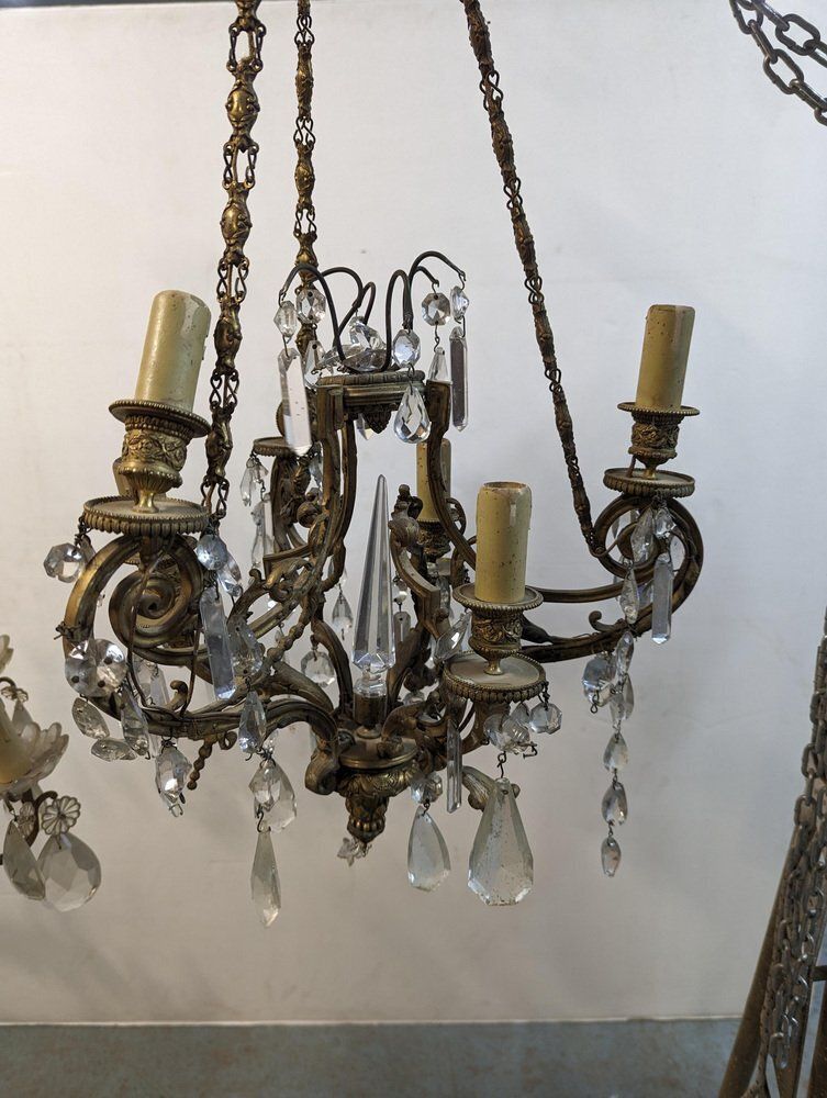 19th Century Bronze Chandelier With Tassels photo Lighting