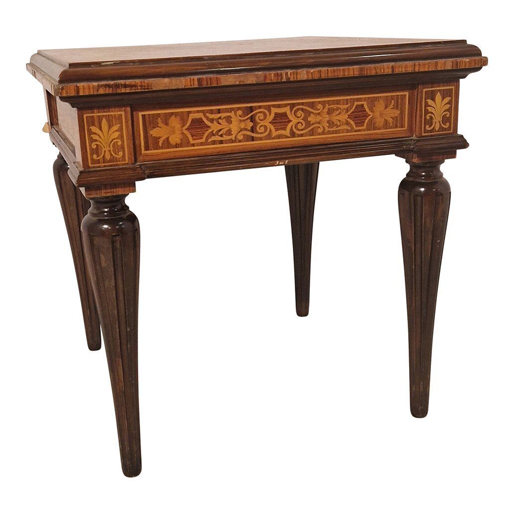 Louis XVI Style Inlaid Coffee Table, 1980s photo for sale