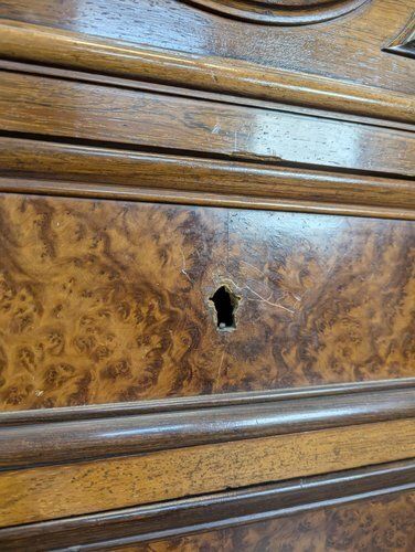 photo furniture Elm Burl And Rosewood Secretary Chest Of Drawers