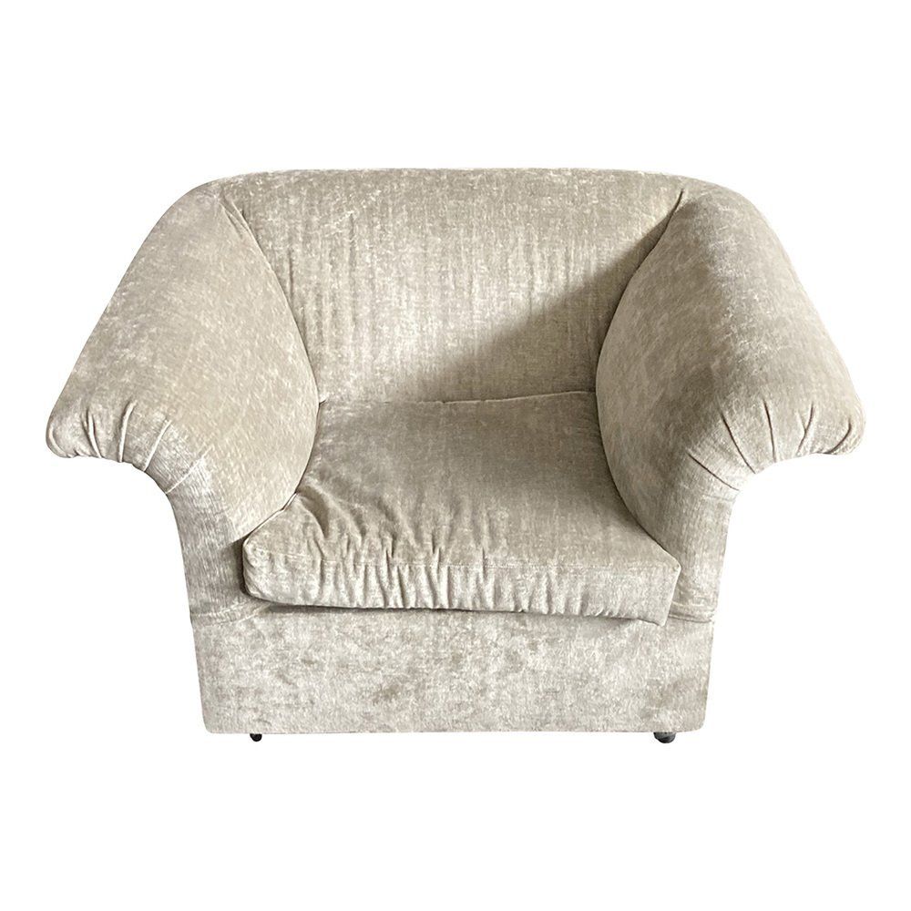 Set Of Vintage Armchairs In Beige Fabric, 1980s