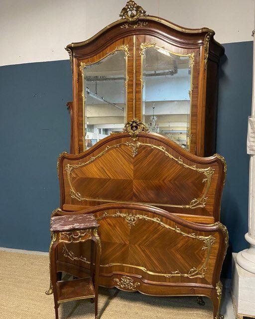 Louis XV Style Bedroom Set In Rosewood, 1890s, Set Of 3 photo Furniture