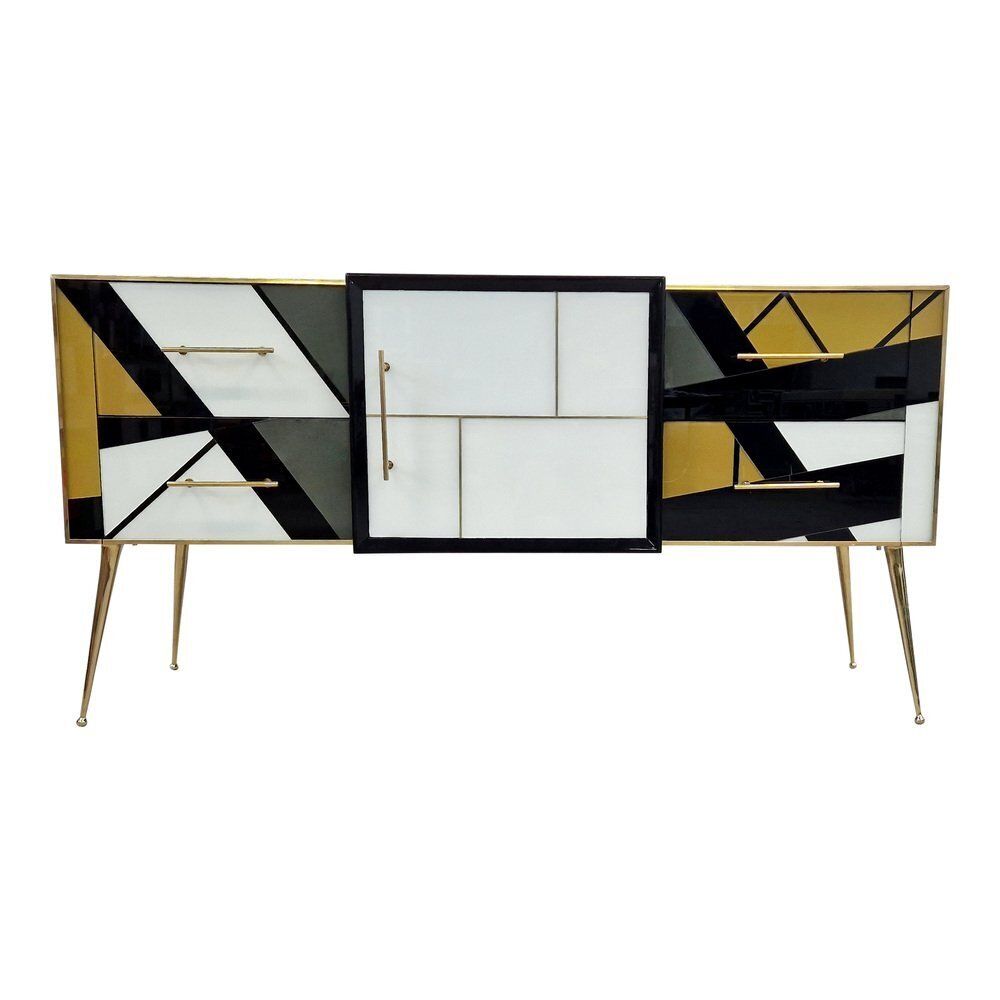 Credenza With Four Drawers And One Door In Murano Glass, 1980s photo furniture