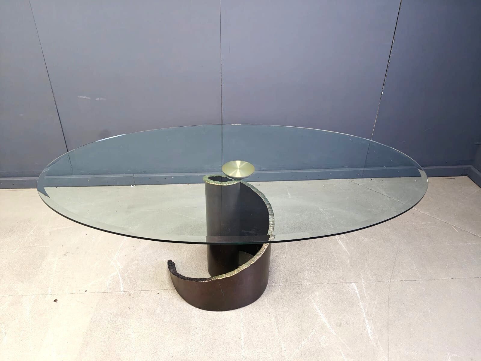 2500.0 1990s Brutalist Style Glass And Bronze Dining Table By Barilone For Roche Bobois photo