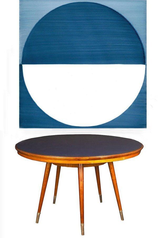 Mid Century Blue Top Dining Or Center Table In The Style Of Gio Ponti photo for sale