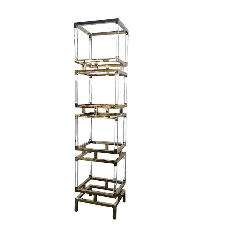 Brass And Acrylic Glass Bookcase, 1980s