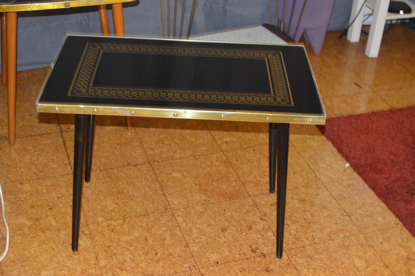 Vintage 50s Mid Century Nordic Modernist Rockabilly  Glass  Desk Table photo for sale