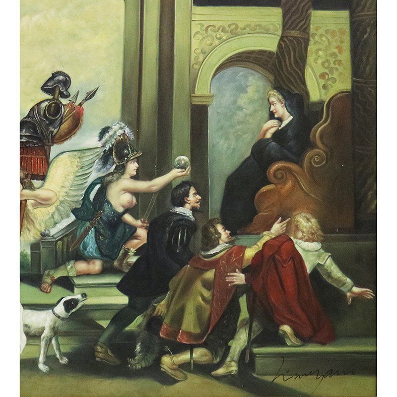 Nobles And Mythology, 1800s, Oil On Canvas, Framed photo for sale