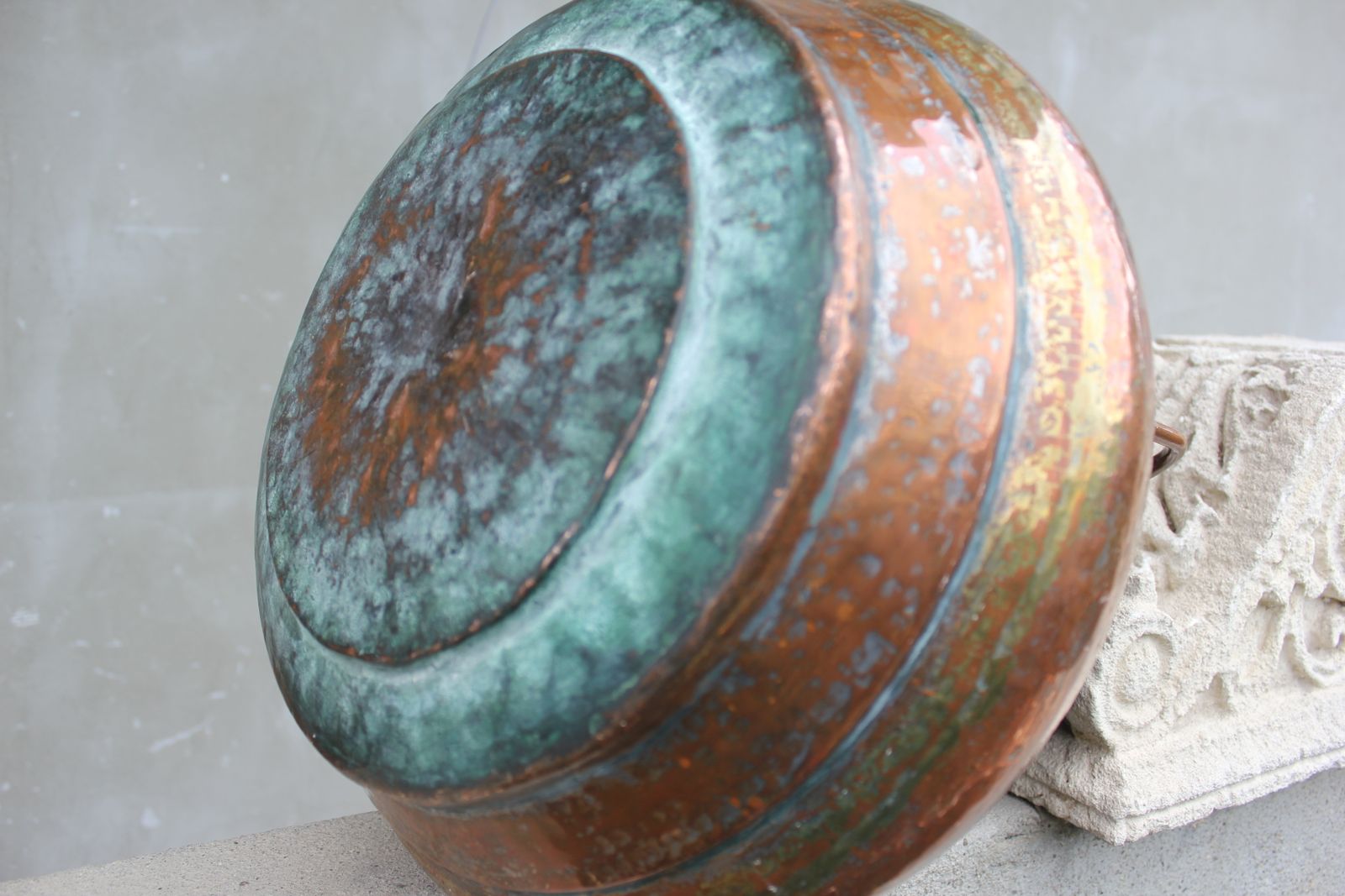 Large Antique Hand Hammered Copper Vessel, 19th Century Balkan Ottoman photo furniture