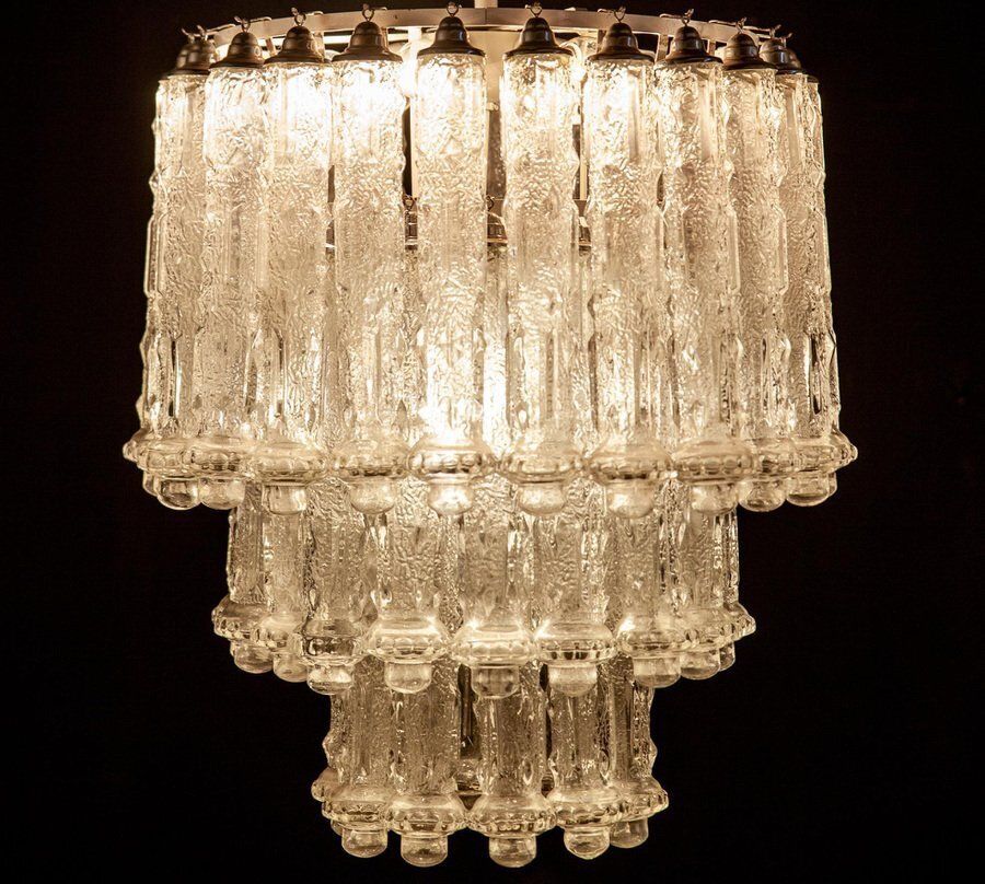 photo vintage Murano Art Glass Chandelier By Aureliano Toso, 1950