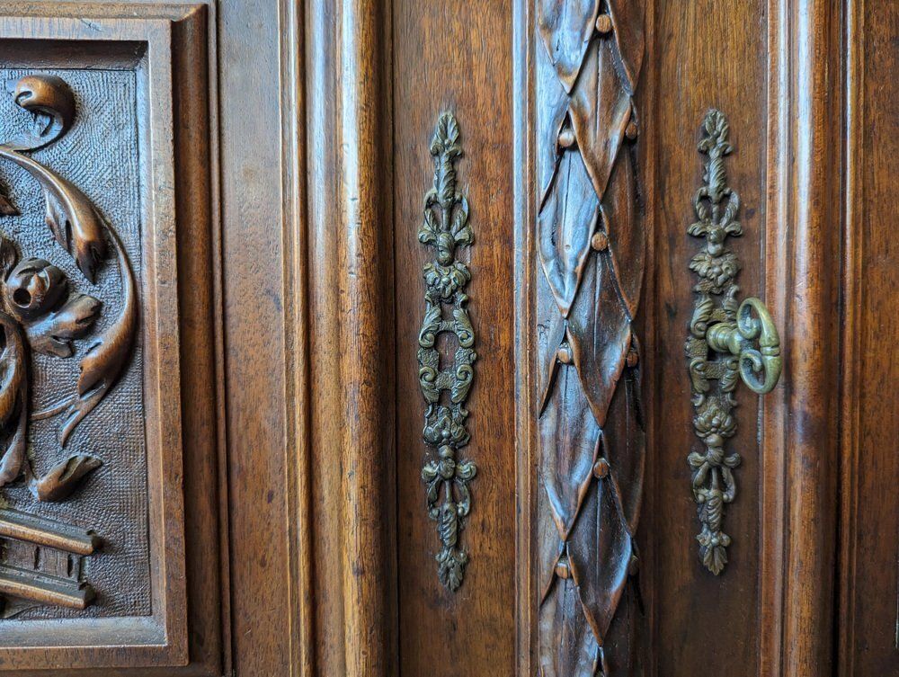 Large Renaissance Buffet In Walnut, Set Of 2 photo vinterior