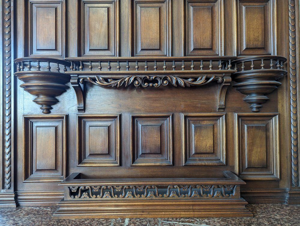 Large Renaissance Buffet In Walnut, Set Of 2 photo vintage
