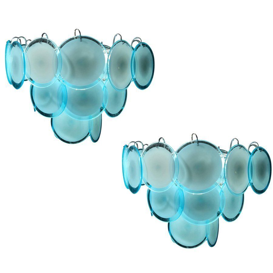 Disc Murano Chandelier From Vistosi, 1970s, Set Of 2