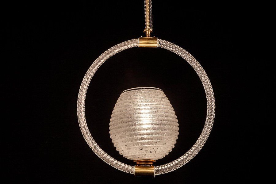 Art Deco Murano Glass Chandelier Or Lantern By Ercole Barovier, 1940s photo vinterior