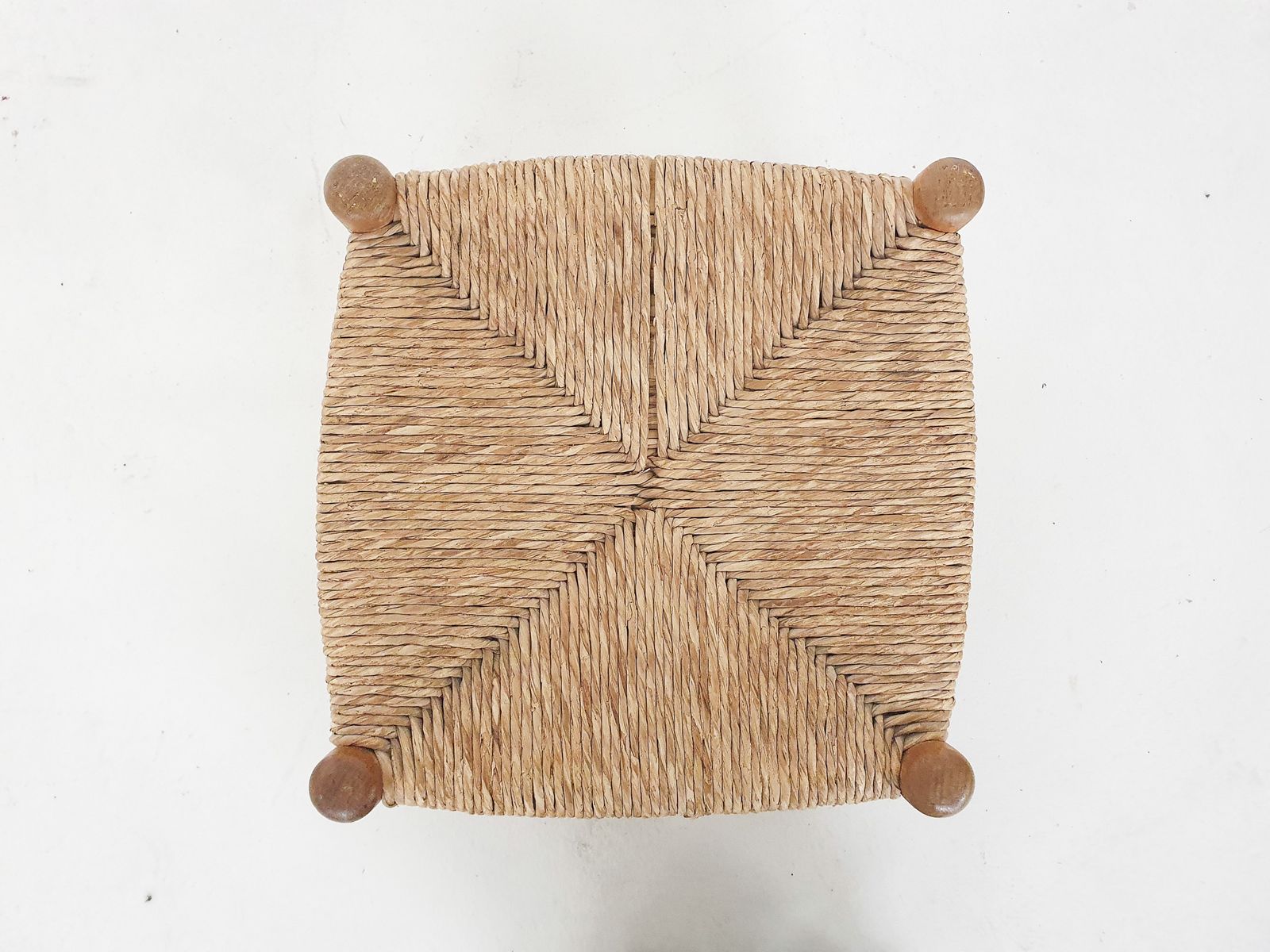 Vintage Rattan And Wooden Stool, France, 1960's photo buy