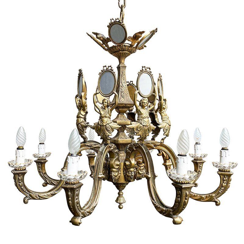 First Half Of The 20th Century Golden Bronze Chandelier photo for sale