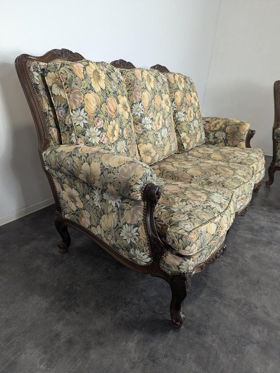 Louis XV Style Oak Living Room Set, Set Of 4 photo 696.0
