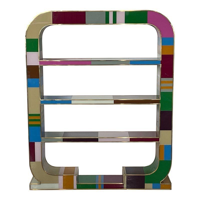 Art Deco Bifacceral Library In Multicolor Murano Glass, 1990s