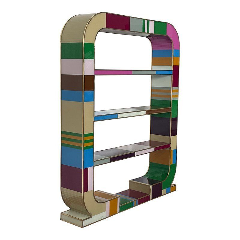 Art Deco Bifacceral Library In Multicolor Murano Glass, 1990s photo vinterior