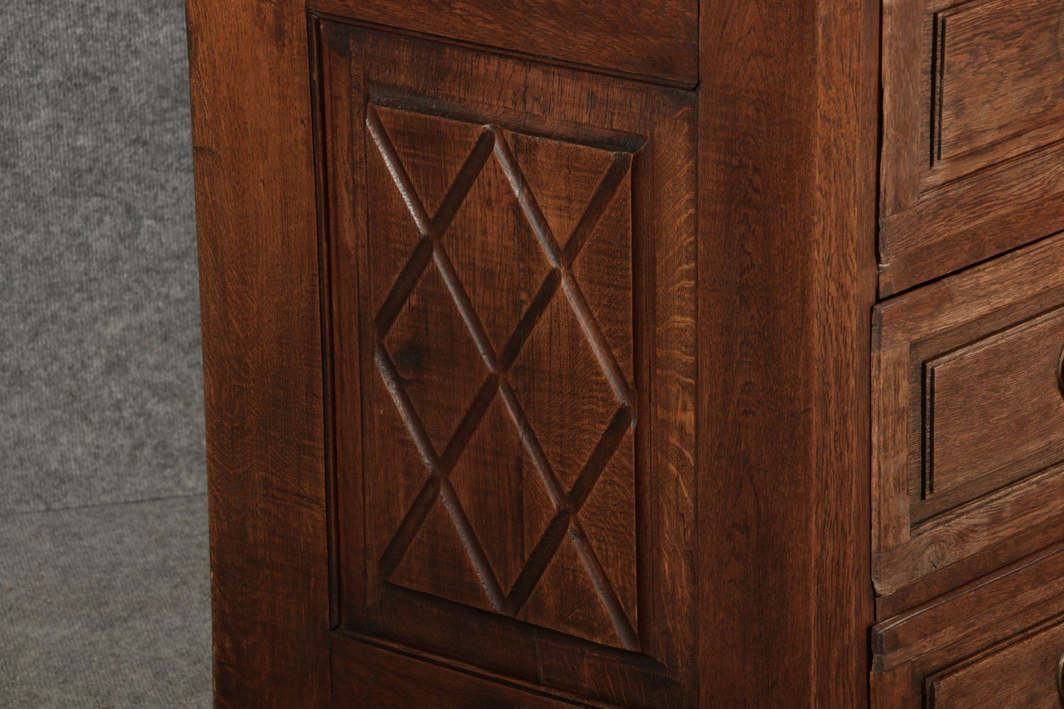 Antique Biedermeier Secretary In Oak, 1800 photo vintage