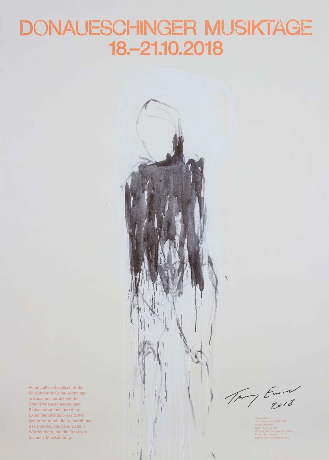 Tracey Emin Hand Signed You Came To Me At Night, Donaueschinger Musiktage,Poster