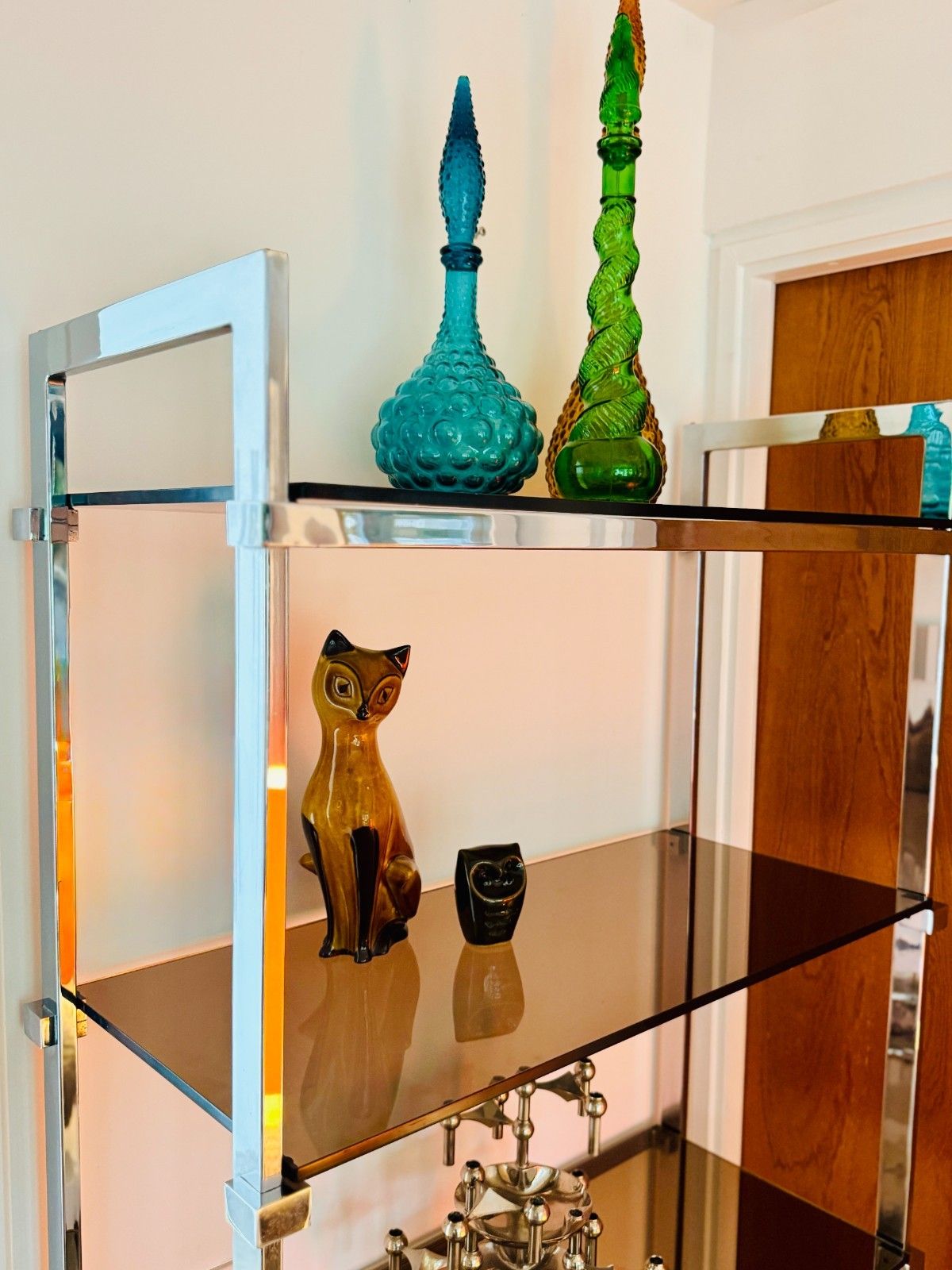 Pieff Lisse Chrome Plated Smoked Glass Shelving Unit/Bookcase, 1970s photo vintage