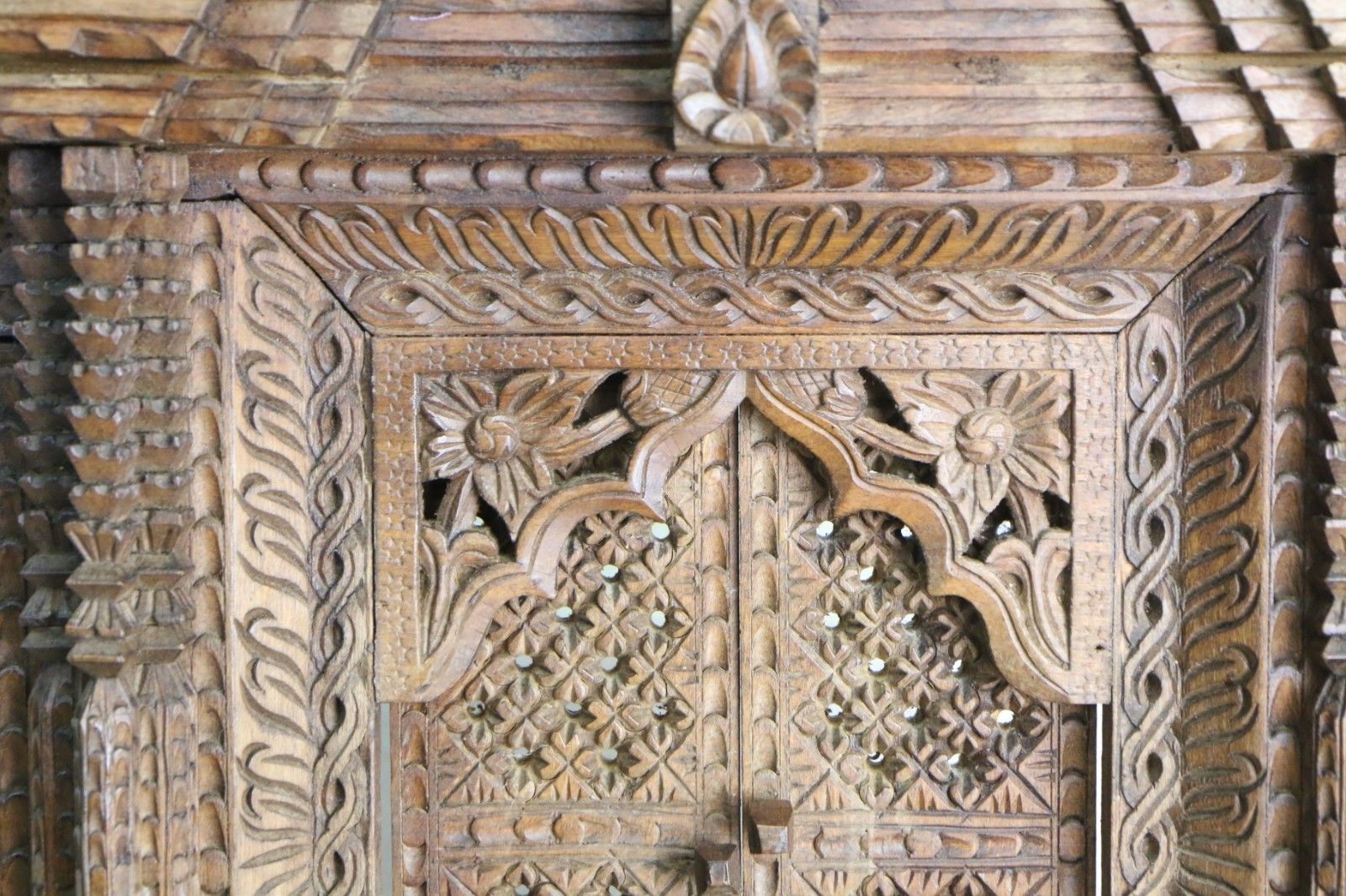 photo for sale Antique Large Nepalese Wooden Carved Kumari Jhyal Kumari Window Large Decorative