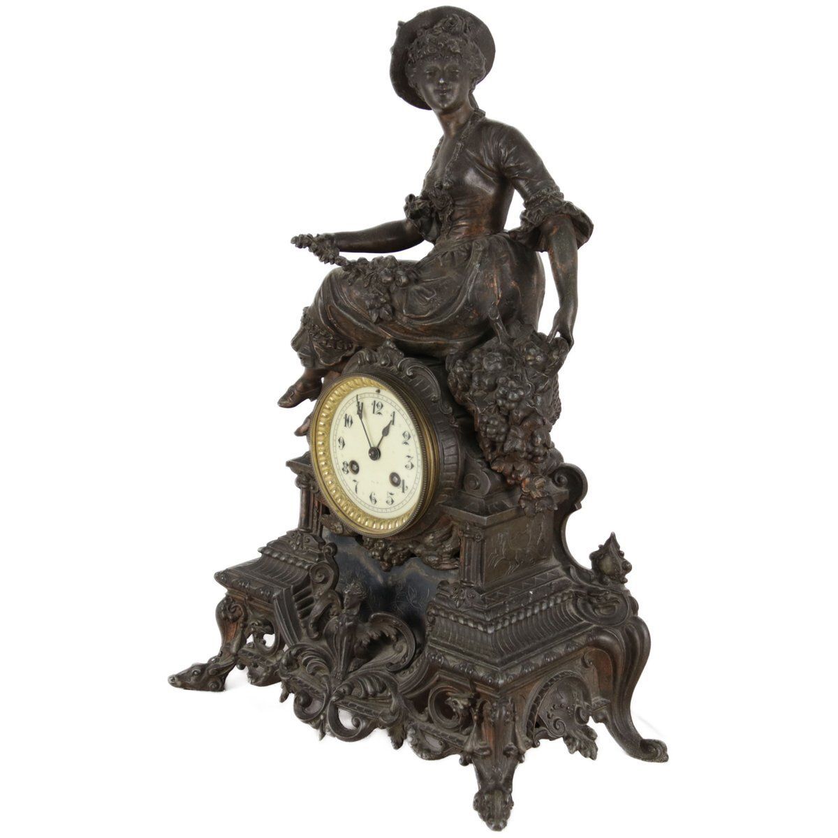 French Fireplace Clock In Bronze With Brass Movement By S. Marti & Cie, 1870s, Set Of 3 photo Home Decor
